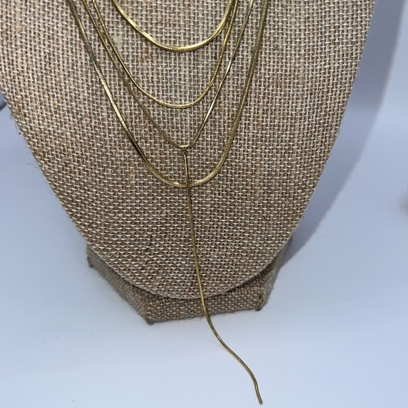 BaubleBar Quad Gold Chain Lariat Necklace. - Picture 6 of 6